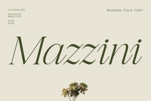 Mazzini: A Sage Green Italic Serif Font for Handmade Product Sellers