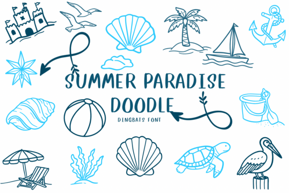 Summer Paradise Doodle: A Playful Dingbats Font for Editorial Charm