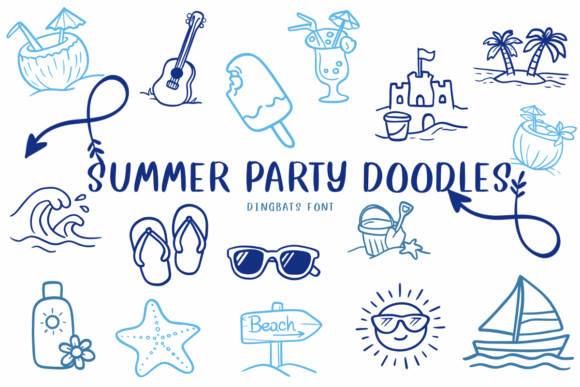 Summer Party Doodles: A Playful Display Font for Editorial Charm