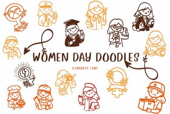 Women Day Doodles: A Dingbats Font for Engaging Editorial Design